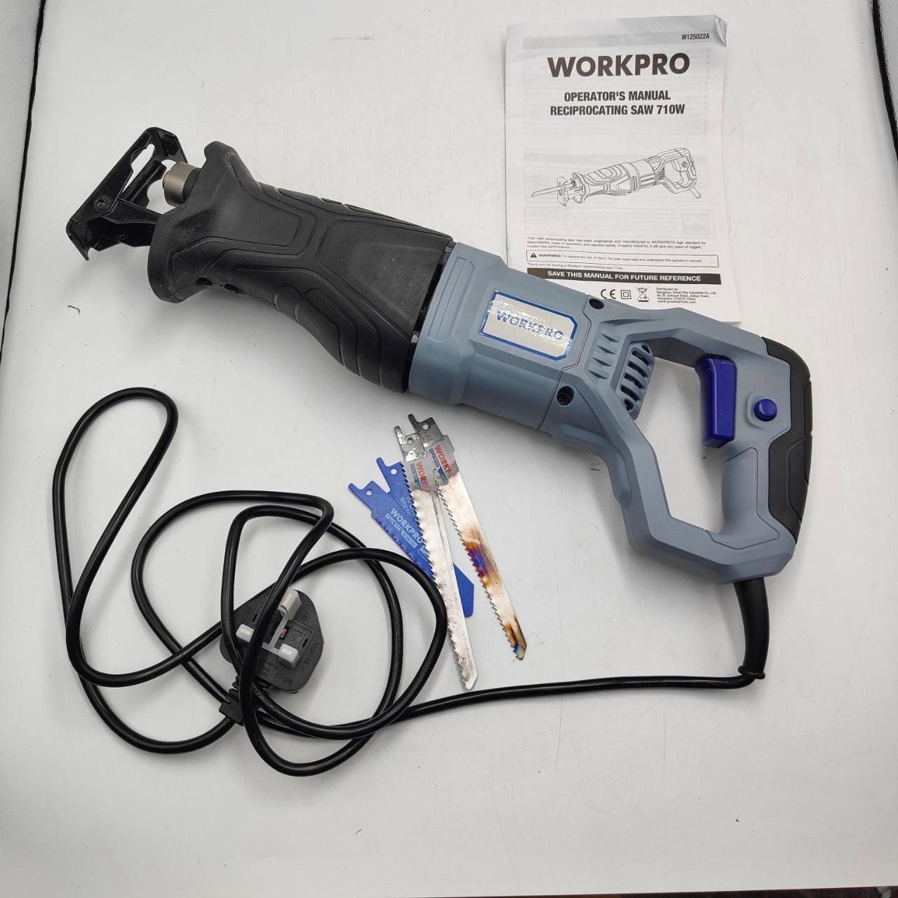 WORKPRO 710W Reciprocating Saw, 4 Blades, 2800 RPM, Variable Speed, Corded