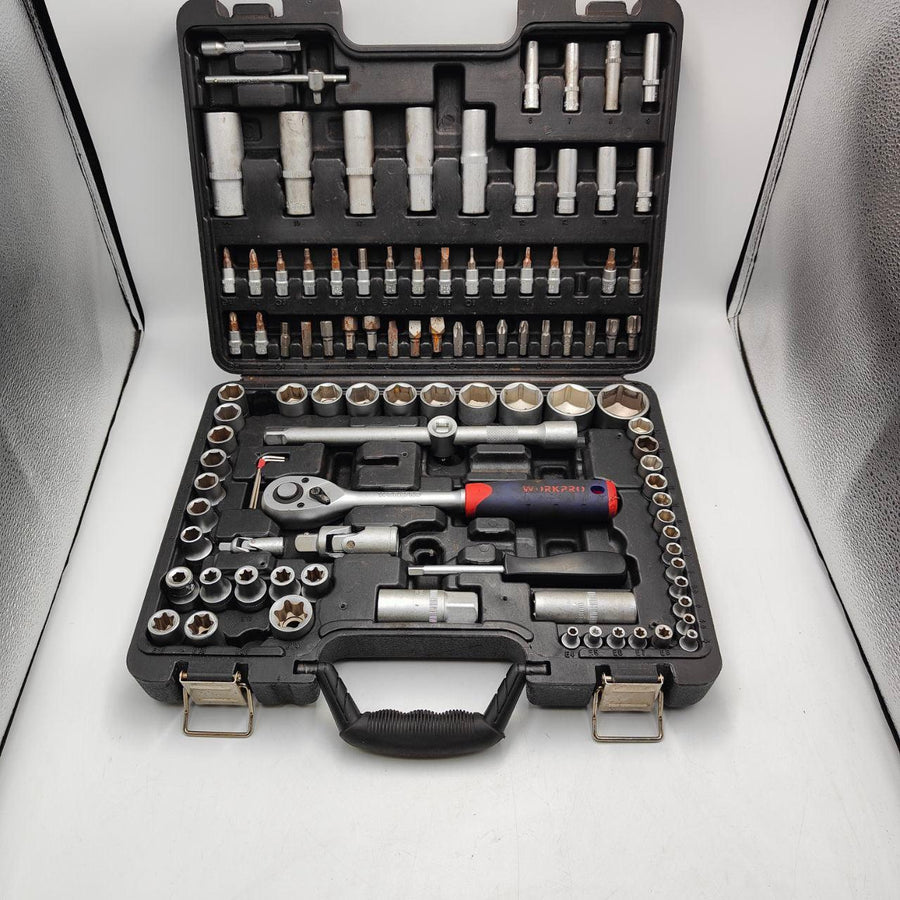 WORKPRO 100-Piece Socket Set | 1/4in Drive CR-V Mechanic Tool Set