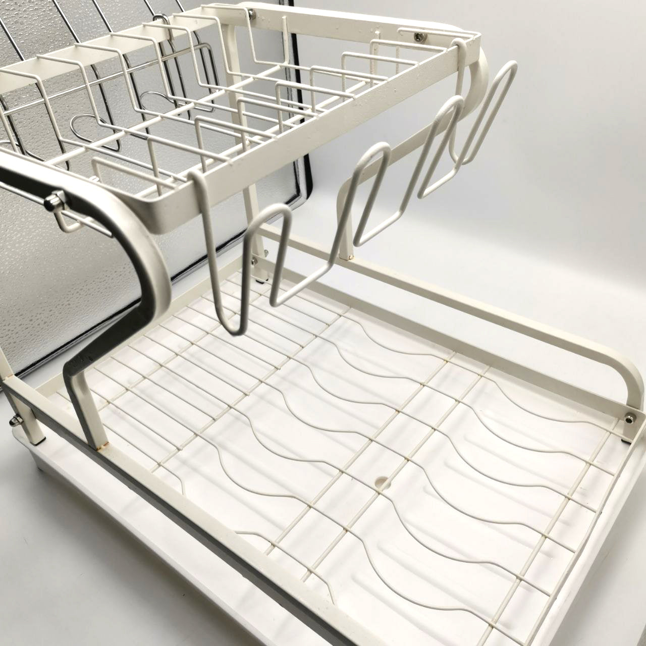 Kitchen Dish Drying Rack with Drainboard and Fork Holder, Multifunctional Large