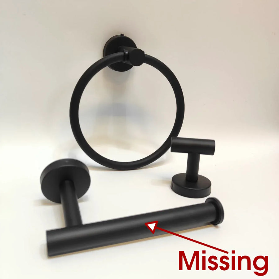 Bathroom Accessory Set Towel Ring Coat Hook 2 Piece Wall Mounted Modern Fittings