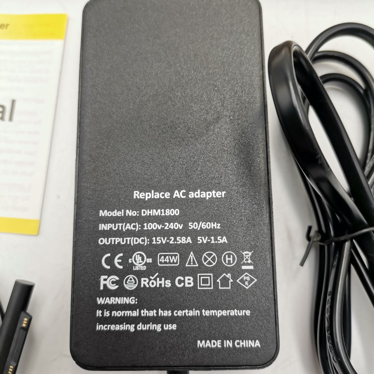 Charger for Microsoft Surface, Replace AC adapter, 100-240V, 15V-2.58A