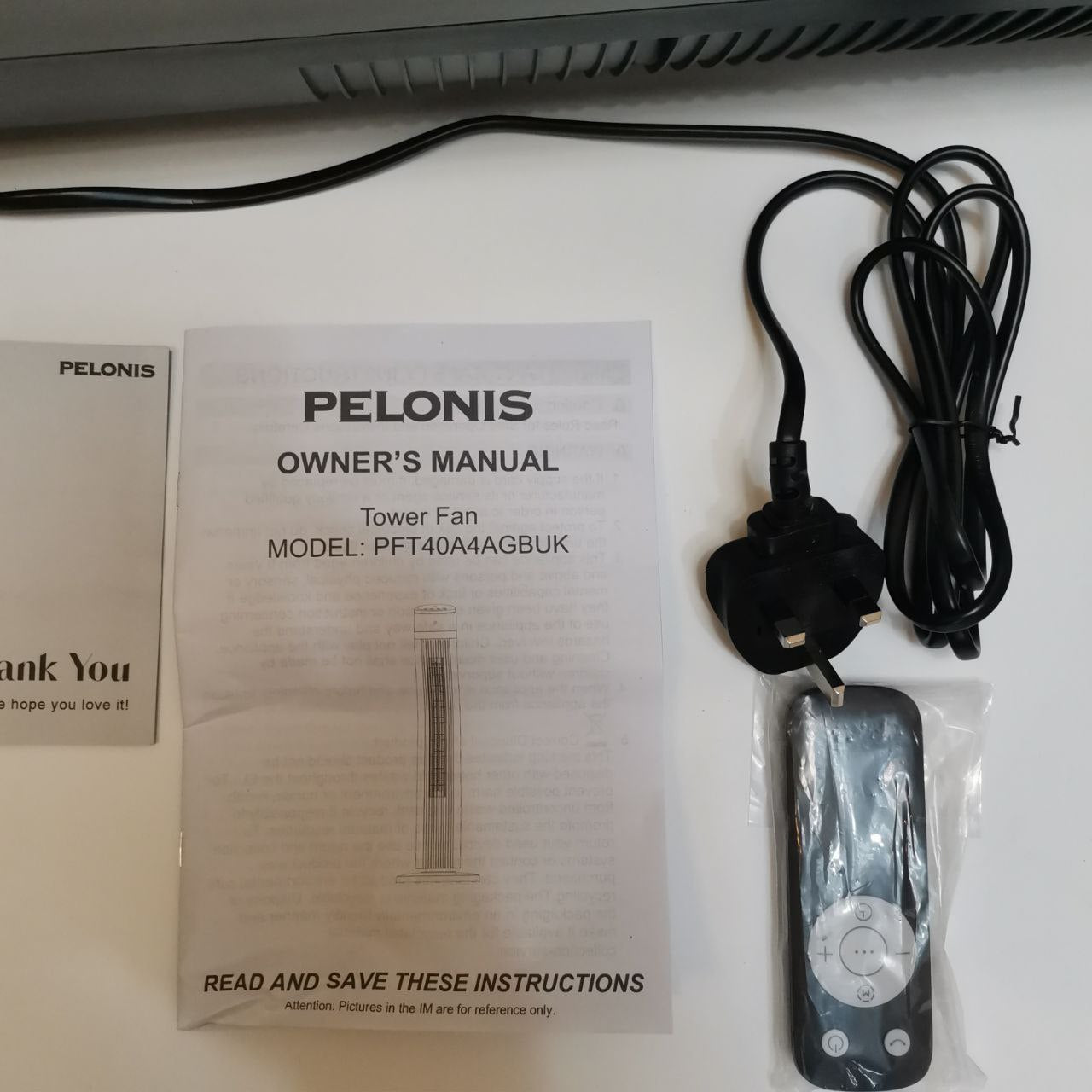 Pelonis 40-Inch Tower Fan, Quiet Bladeless Fan, Remote, 3 Speeds, 15H Timer