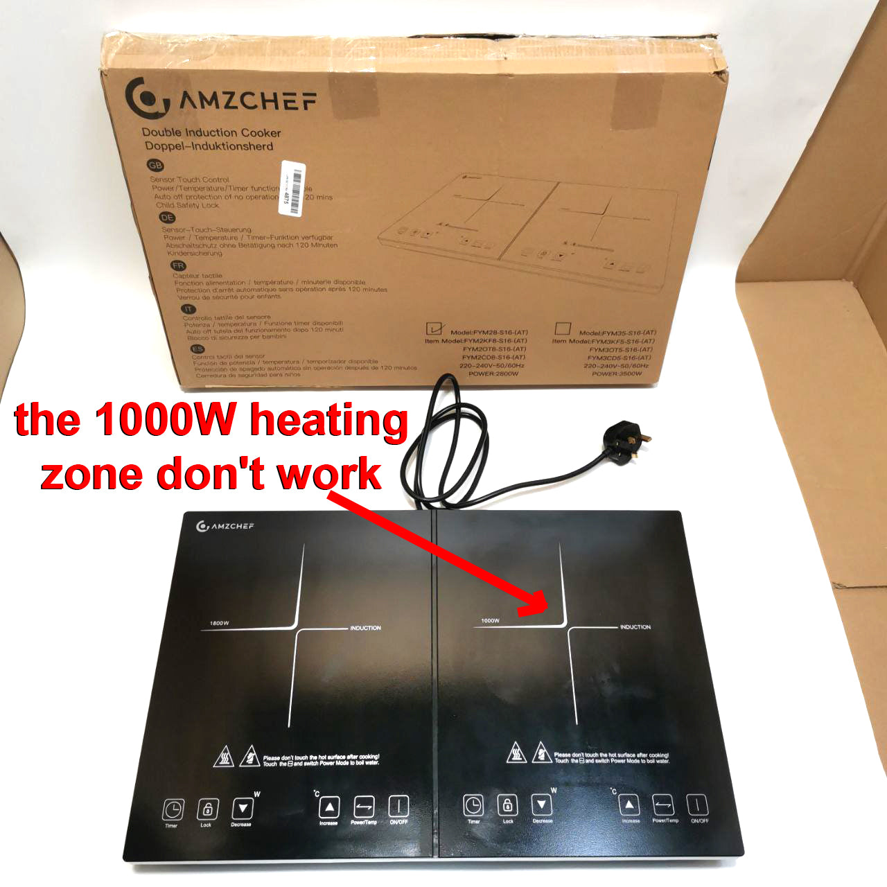 AMZCHEF Double Induction Hob Portable Cooker, 2800W 10 Temps, Timer, Safety Lock - Massive Discounts