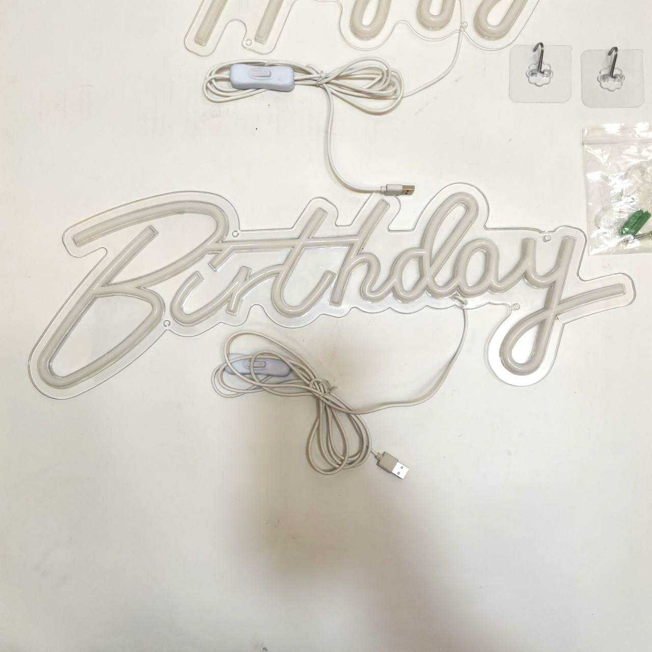 Happy Birthday Neon Sign, Warm White LED Light for Party Wall Decor, Large Size