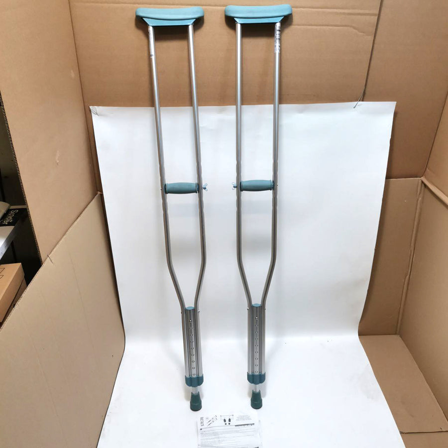 PEPE Adjustable Pair Underarm Crutches for Adults, Size L, Aluminum, Grey - Massive Discounts