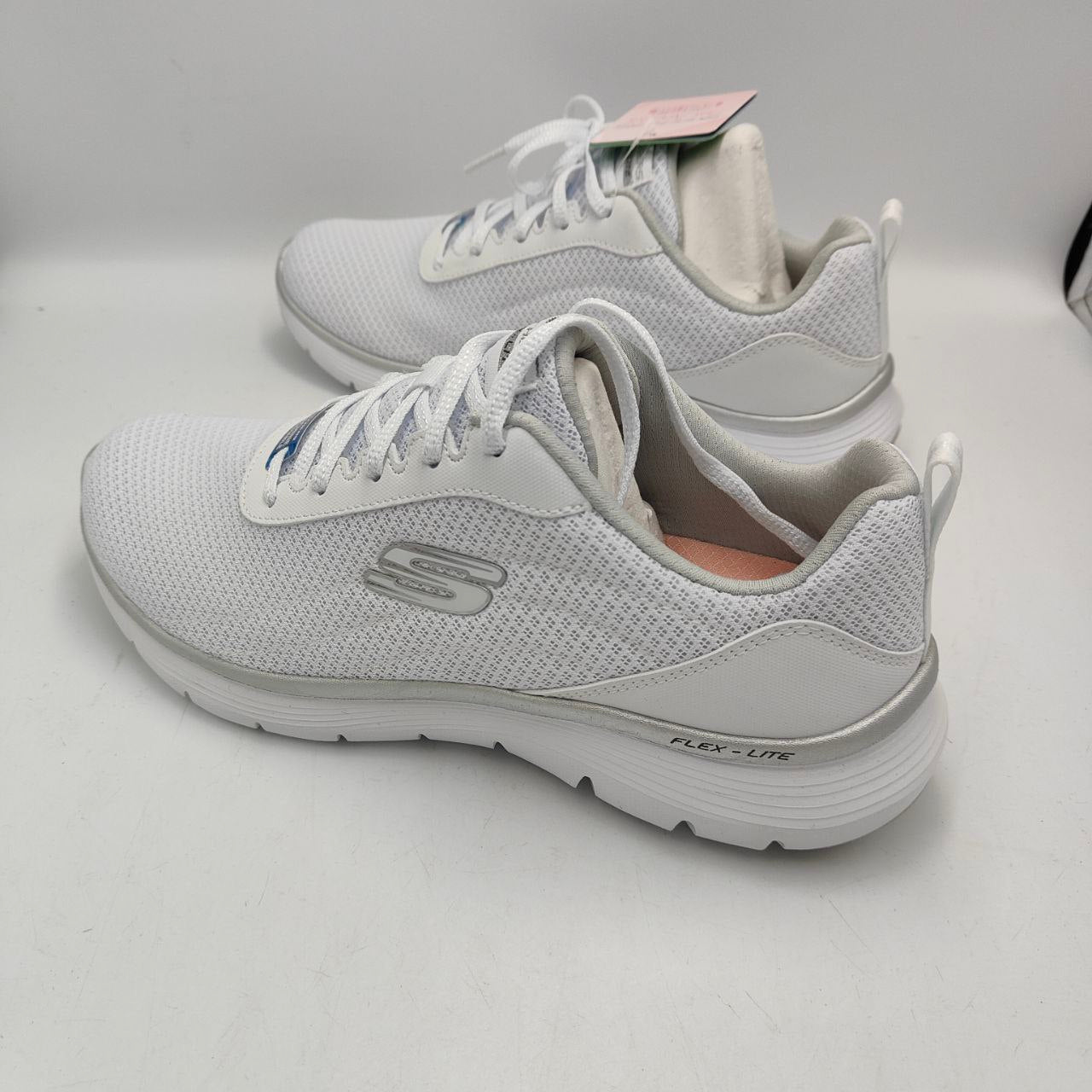 Skechers Flex Appeal 5.0 Vegan Womens White Silver Casual Trainers - 6 UK