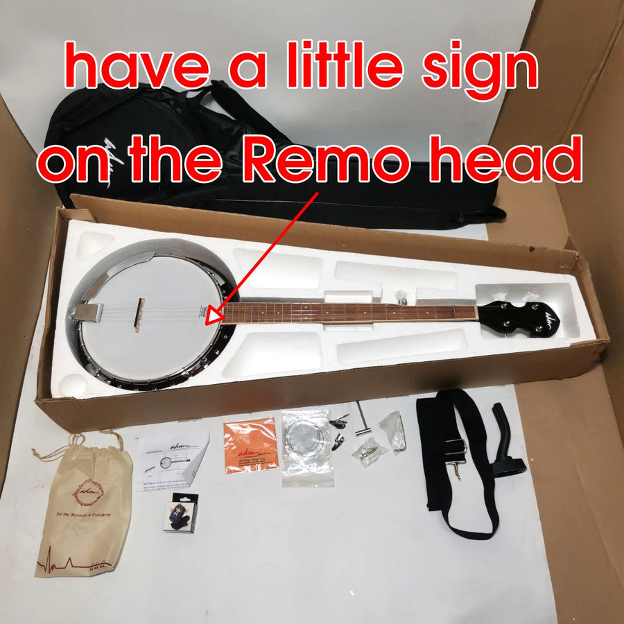 ADM 5-String Beginner Banjo Kit, Remo Head, Closed Back, 24 Brackets