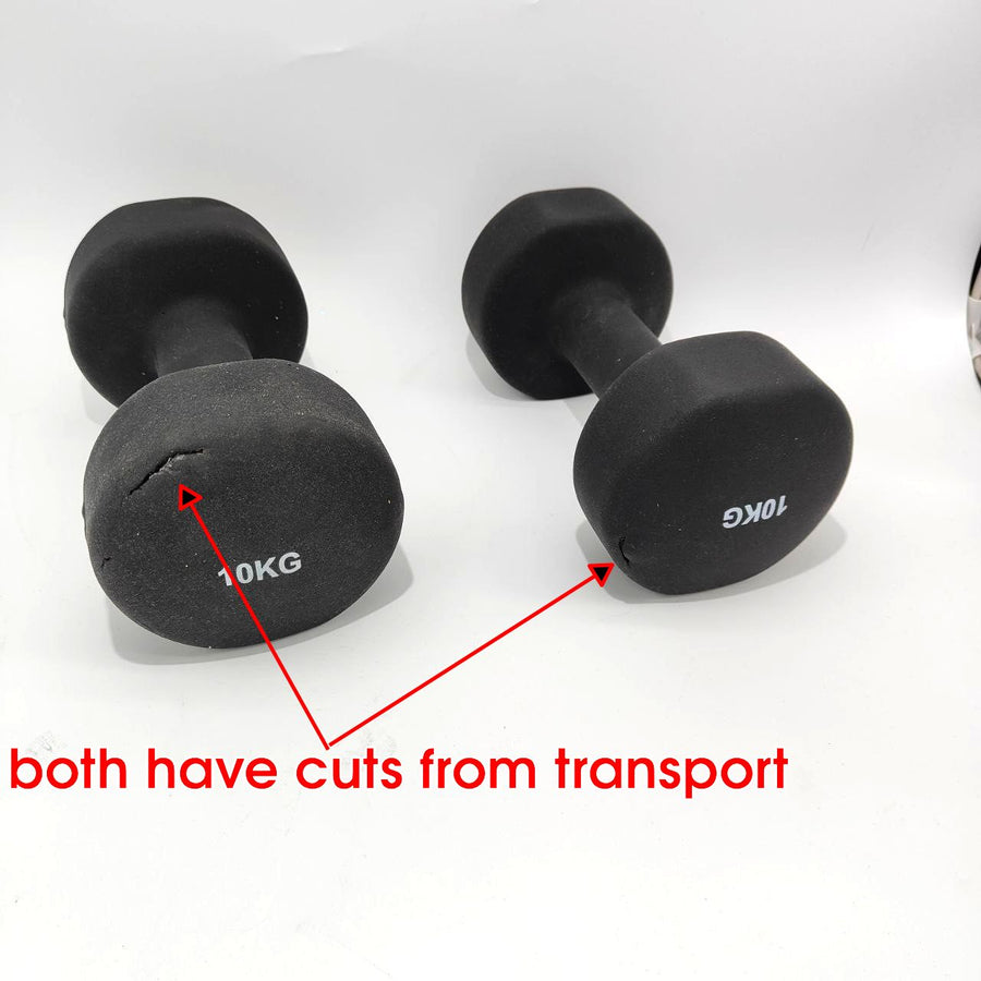 KG Physio 2x10kg Neoprene Dumbbell Set - Sweat-Resistant, Anti-Roll + Poster