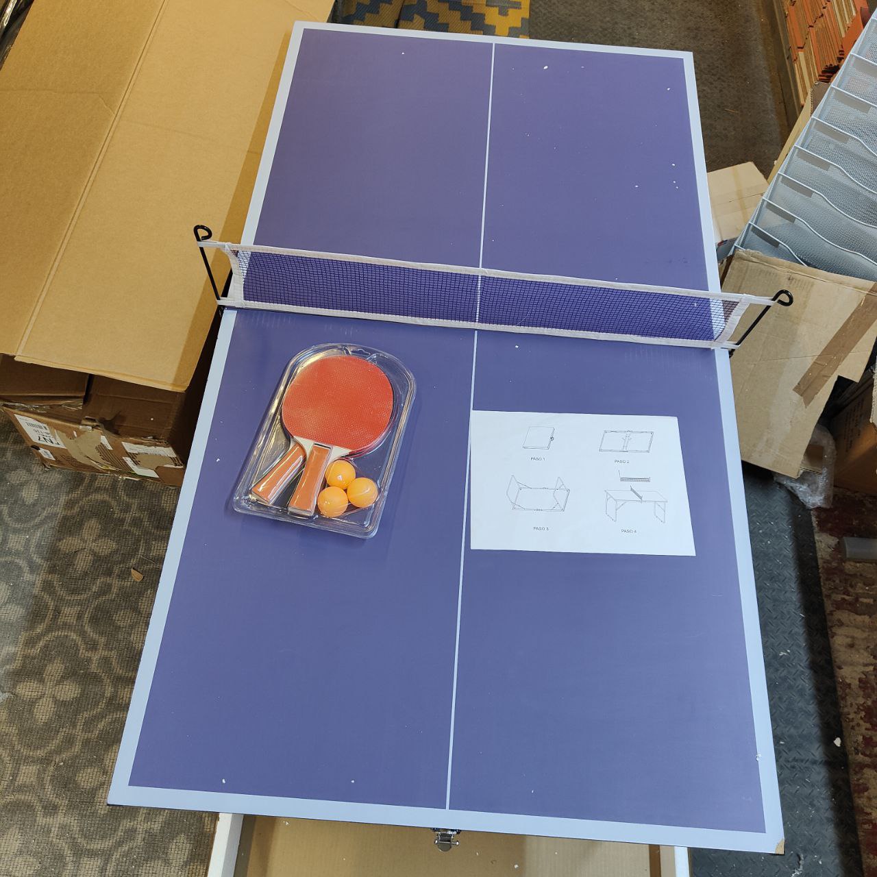 REXOUS Midsize Folding Ping Pong Table Game Set 2 Paddles 3 Balls, Net 30''x54''