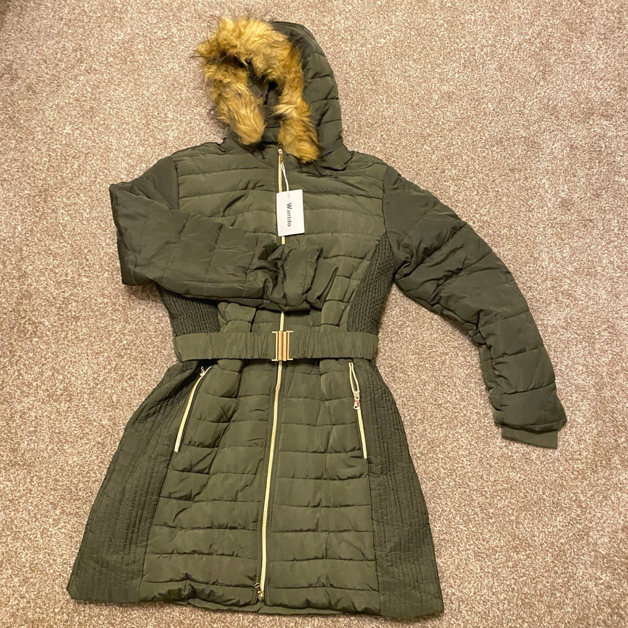 Wantdo Women's Long Winter Puffer Coat Waterproof Jackets Army Green