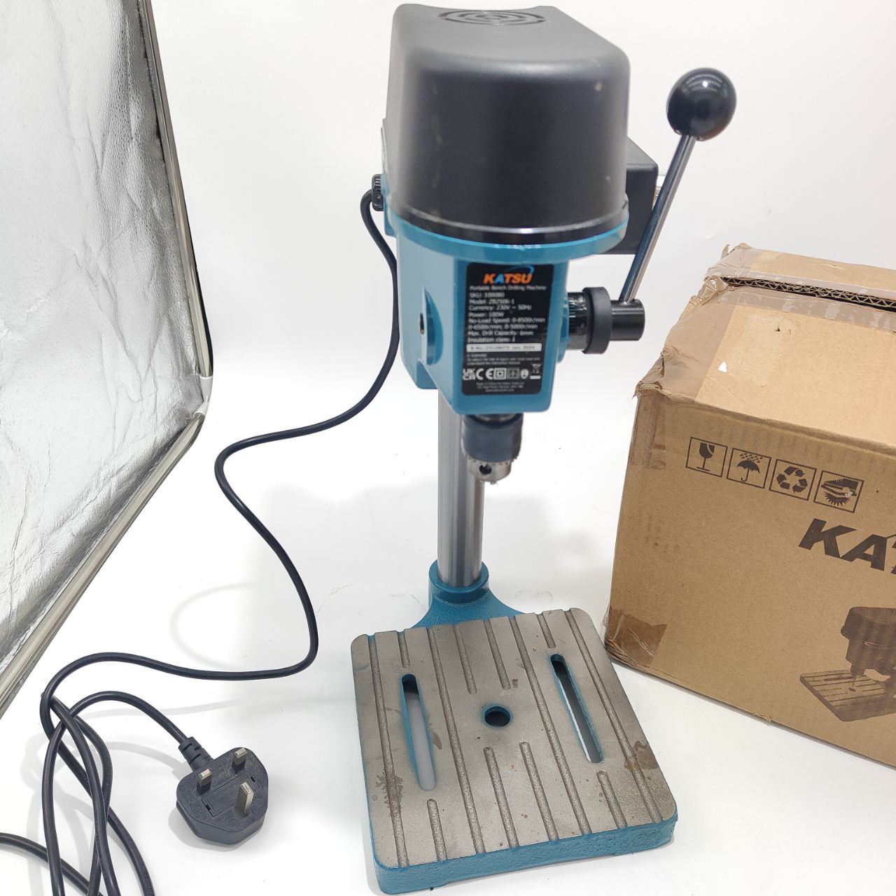 KATSU 100W Mini Bench Drill Press - Adjustable Speed, 6mm Chuck & Handle Lock