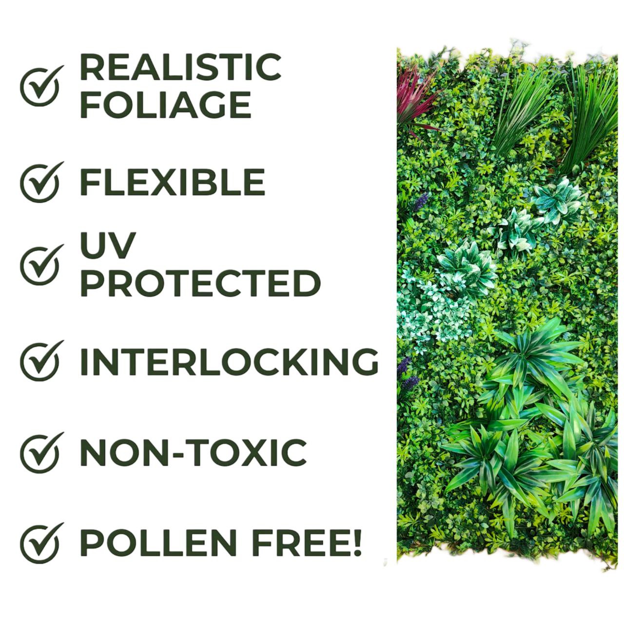 Artificial Green Wall Panel 100x100cm Backdrop Decor Plants Outdoor Garden