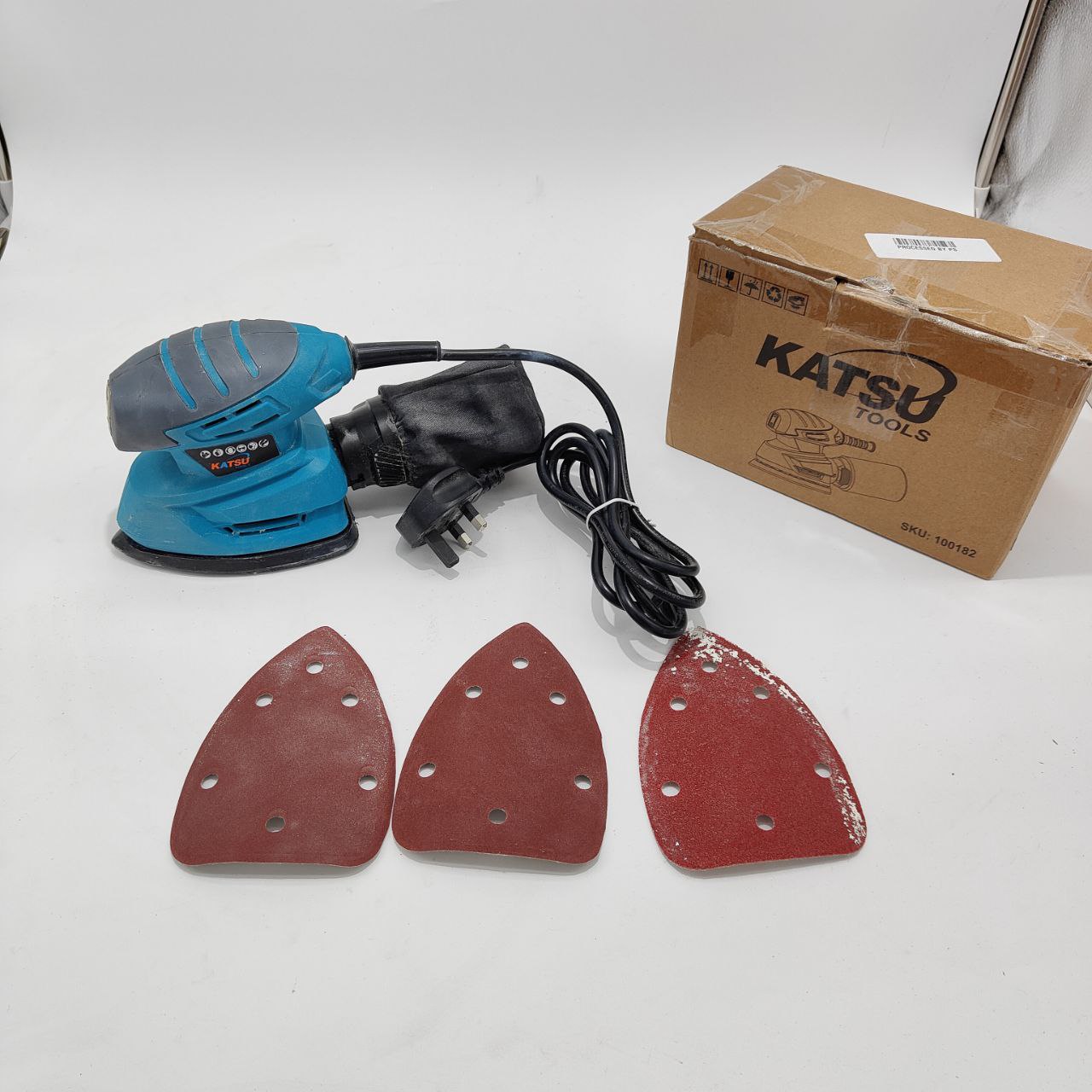 KATSU Electric Detail Sander 130W with Dust Collection & 3 Sanding Pads DIY Tool - Massive Discounts