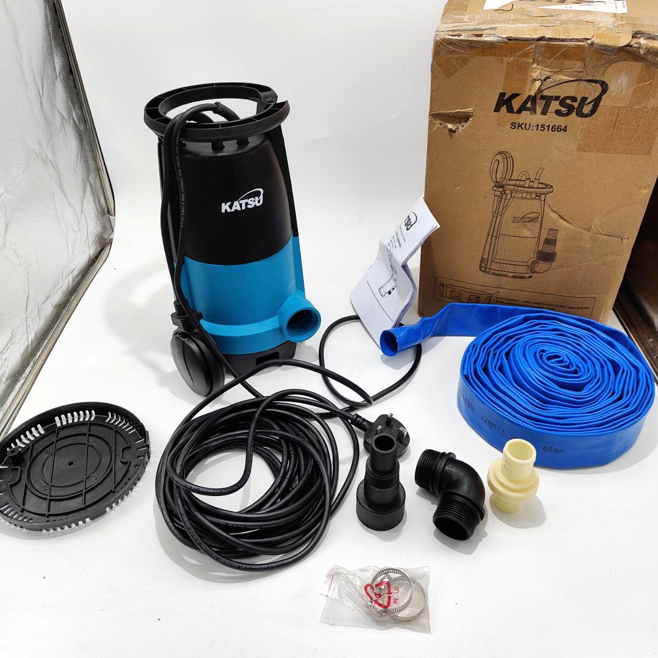 KATSU 900W Submersible Garden Pump for Clean/Dirty Water 18000L/h + 10m Hose