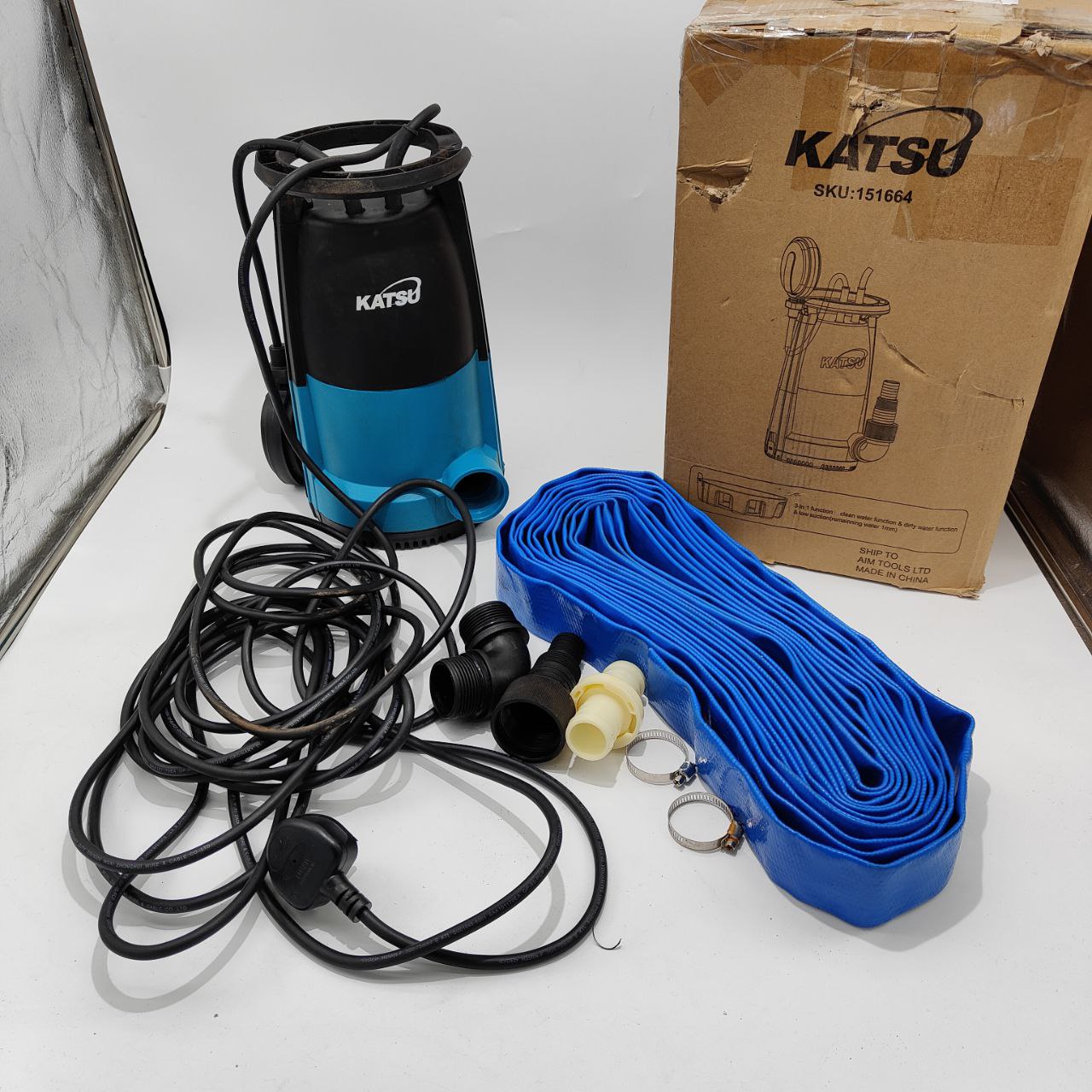 KATSU 900W Submersible Garden Pump for Clean/Dirty Water 18000L/h + 10m Hose