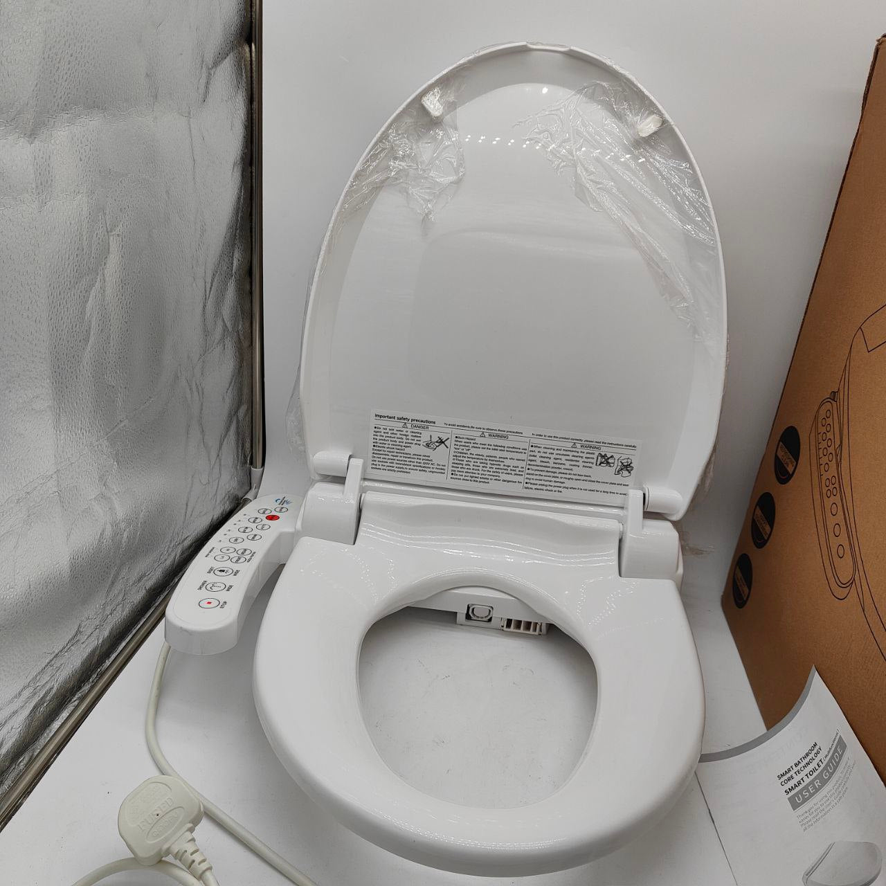 Elongated Electric Bidet Toilet Seat - Heated, Anti-Bacterial, Double Nozzles