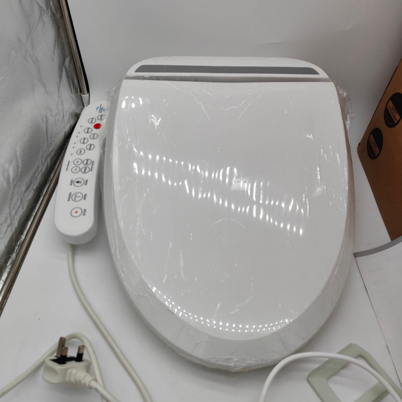 Elongated Electric Bidet Toilet Seat - Heated, Anti-Bacterial, Double Nozzles