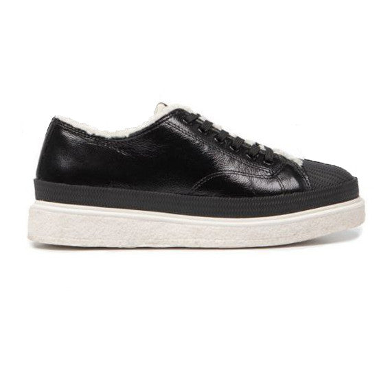 Armani Black Leather Sneakers, Faux Fur, Textured Sole, Women's UK 5 / EU 38 - Massive Discounts
