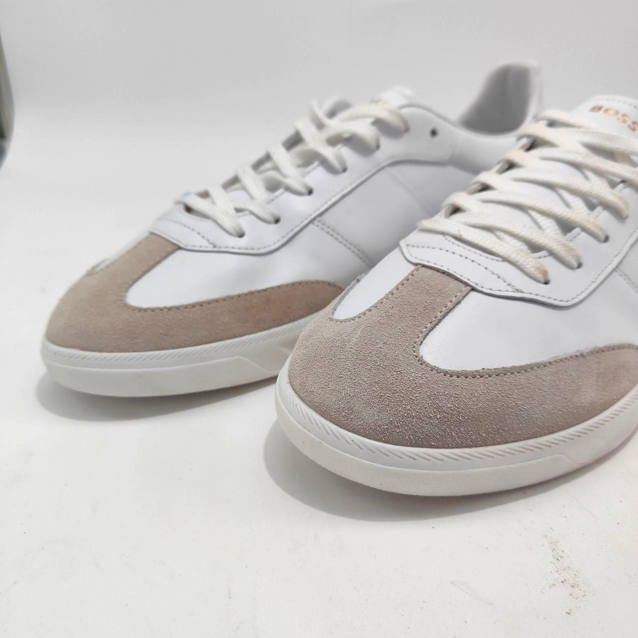 BOSS Brandon Leather Trainers Natural Size EU 44 (UK 10) Men's Casual Sneakers