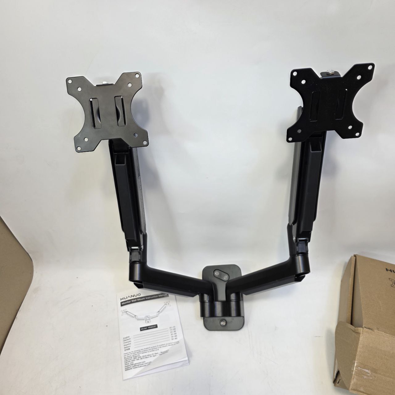 HUANUO Dual Monitor Wall Mount for 32", Gas Spring Arm VESA 75/100