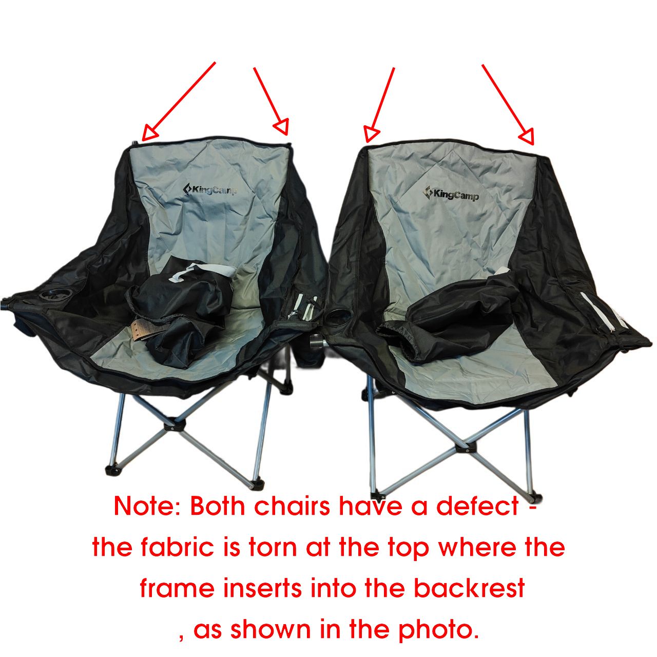 2x KingCamp Folding Camping Chairs, Padded, Cooler Bag, 300lbs Support