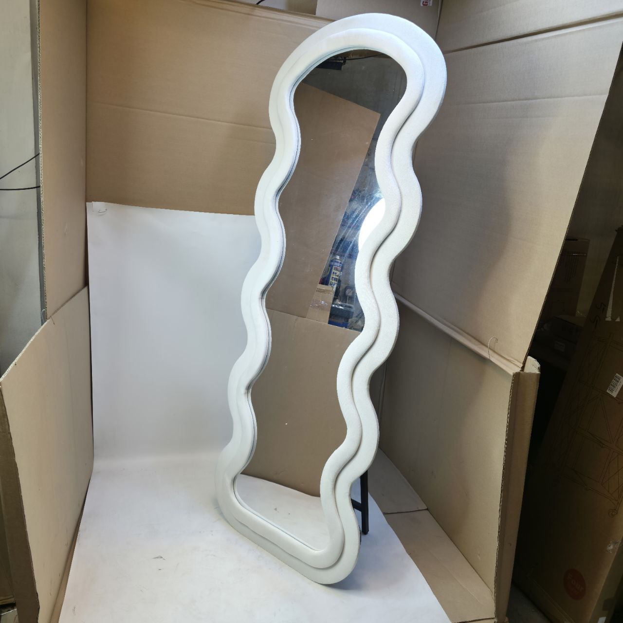 CEIEVER 160x60cm Irregular Wavy Full Length Mirror – Arch Floor Mirror, White