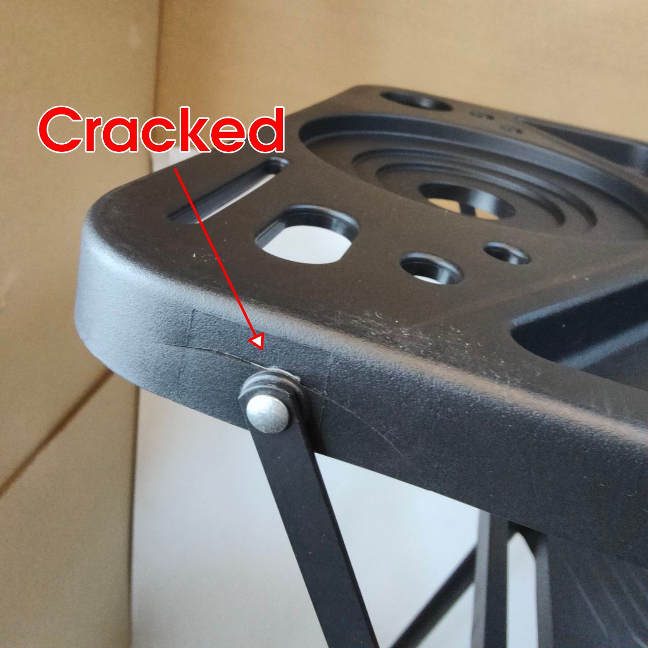 EPROSMIN 4-Step Ladder with Handrails – Folding Step Stool – Damaged Tool Tray