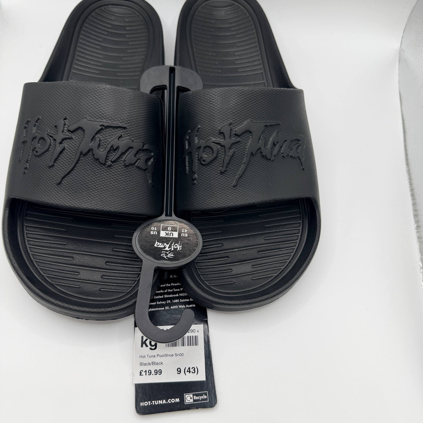 Black slides with branding on a white background