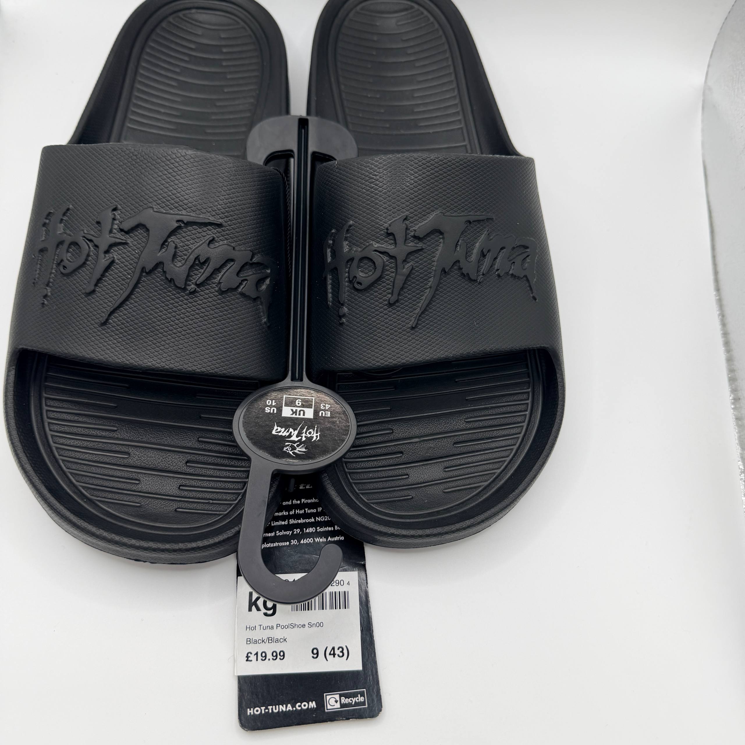 Black slides with branding on a white background