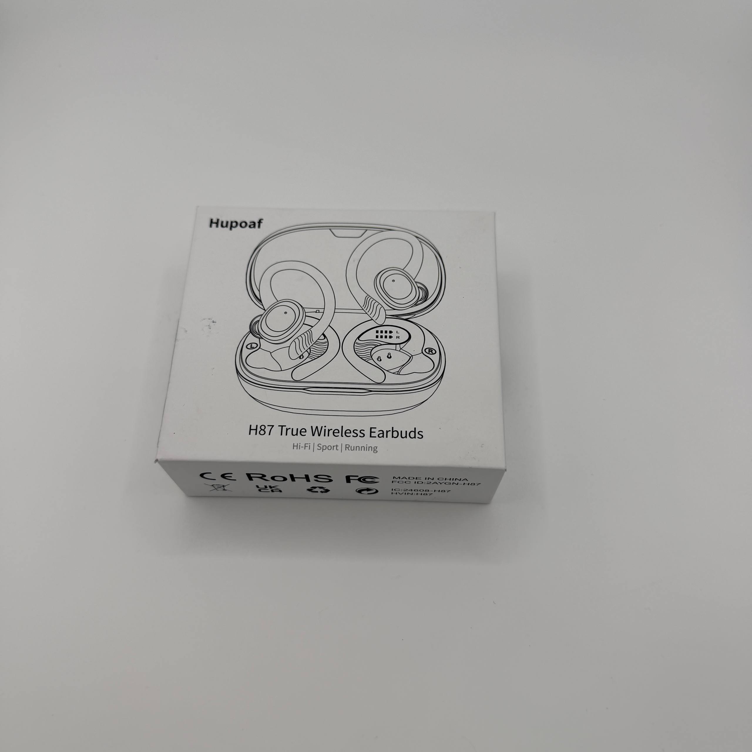 Box of Hupopf HS7 True Wireless Earbuds on a white background