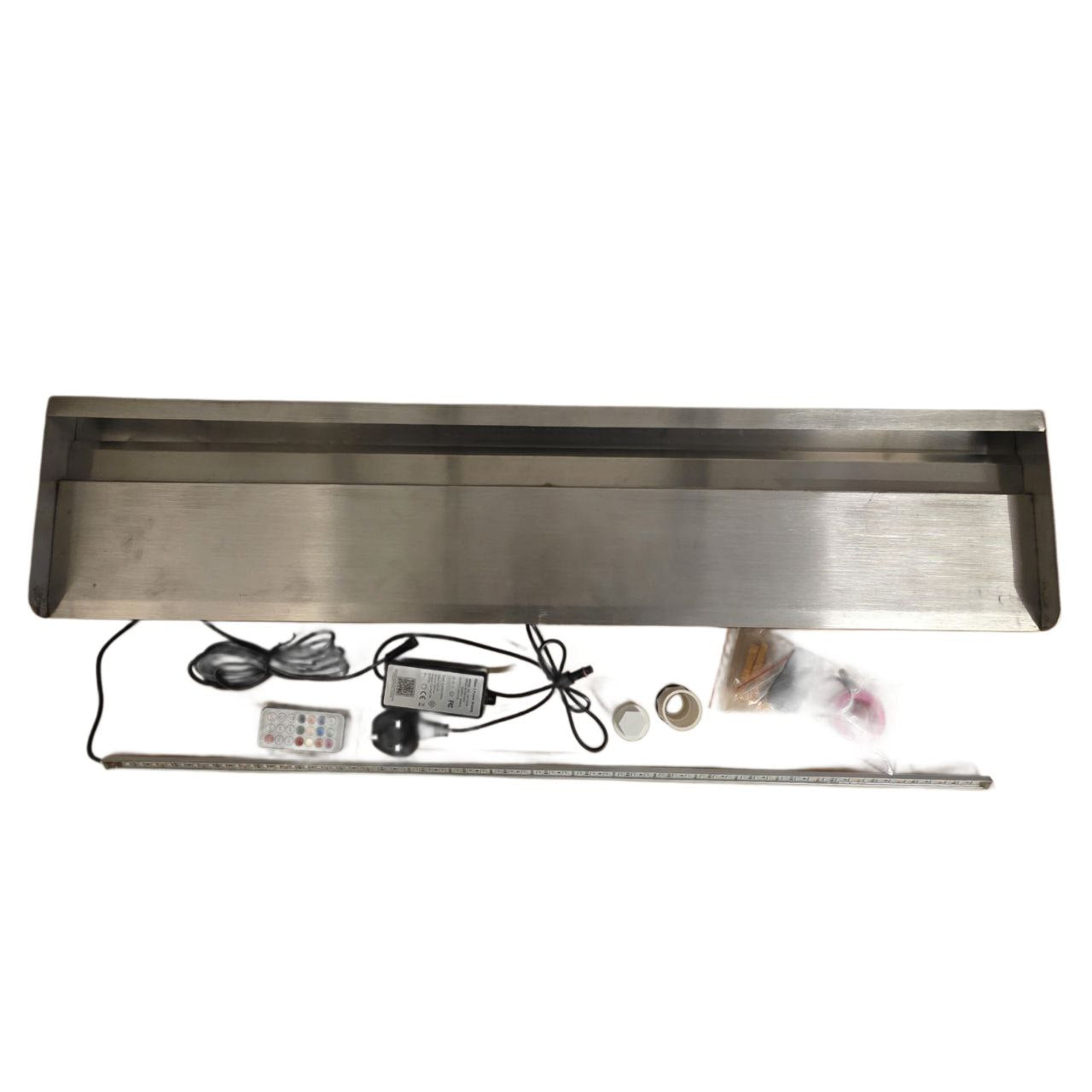 Pool Water Blade Waterfall Fountain LED Light Stainless Steel Garden Spa Wall