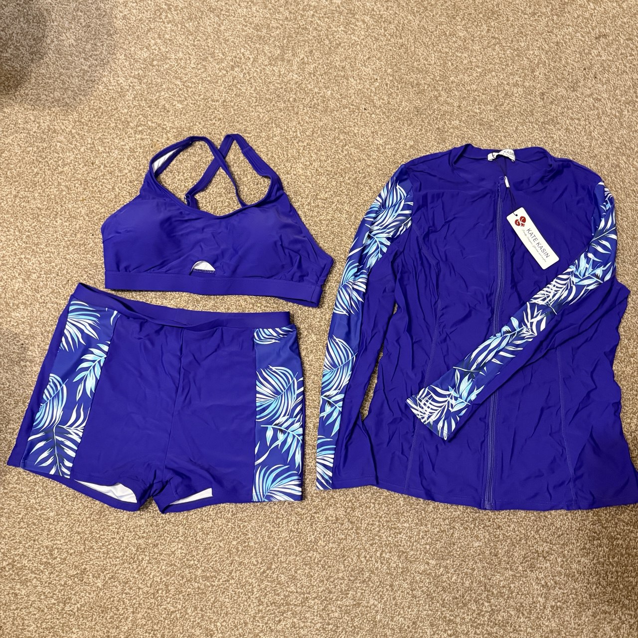 Kate Kasin 3-Piece Swimwear Women’s Set Sun Protection Size L Adjustable