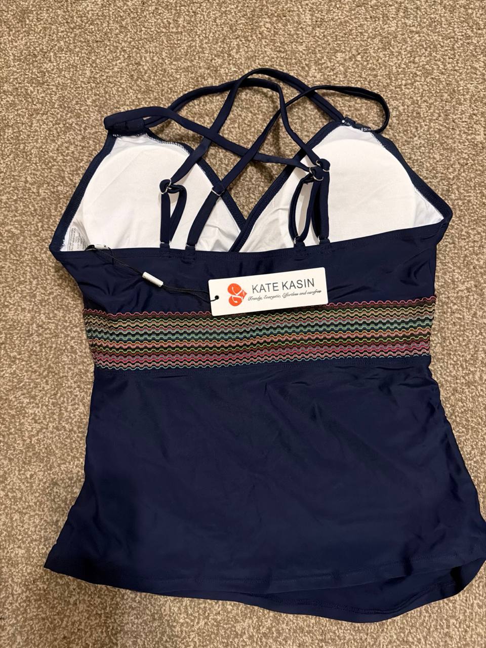 Kate Kasin Women Swimsuit Two Piece Bathing Suit Tummy Control Size M Navy