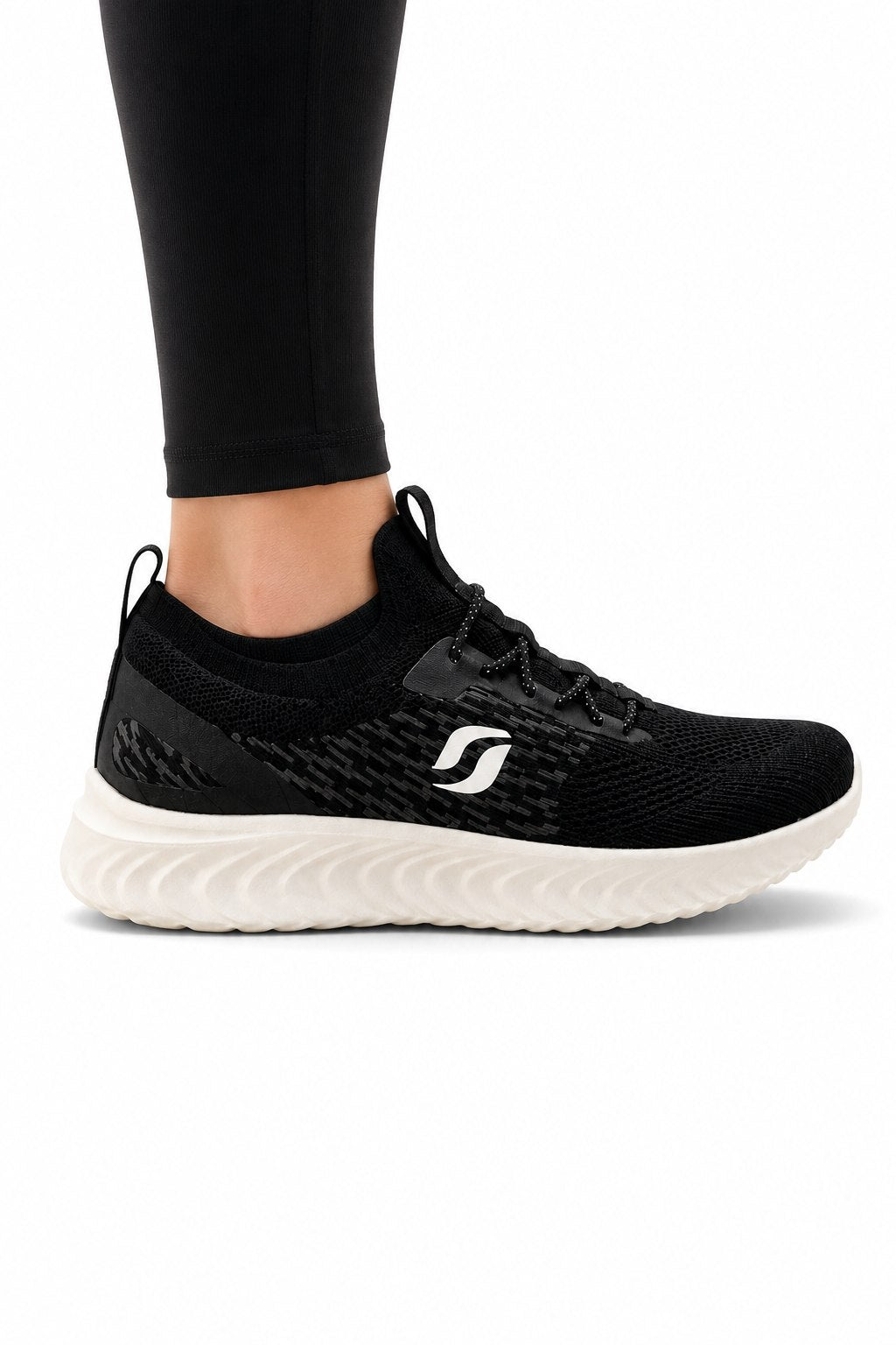 Womens Trainers Memory Foam Comfy Walking Fitness Gym Black White STQ Sneakers