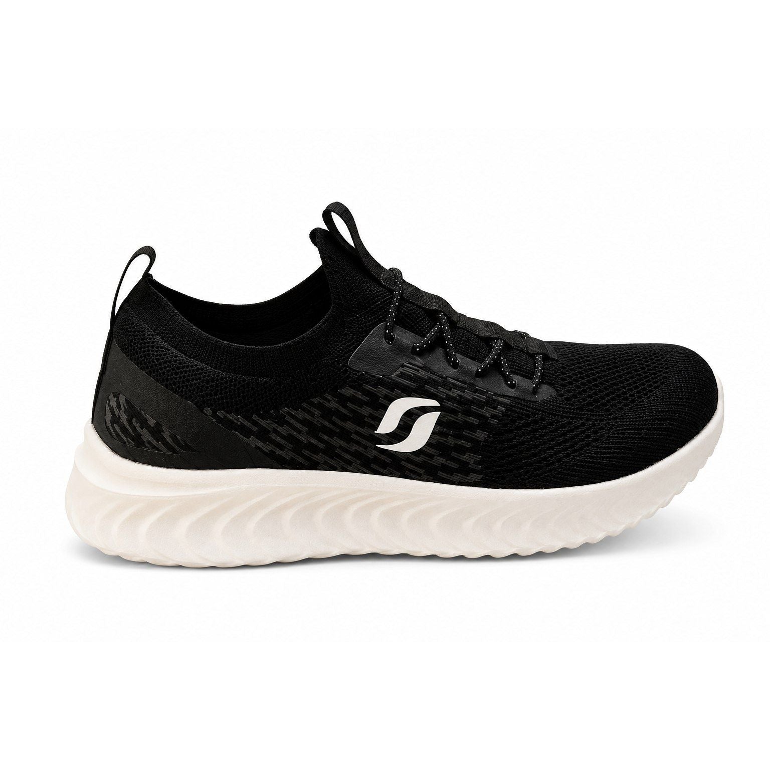 Womens Trainers Memory Foam Comfy Walking Fitness Gym Black White STQ Sneakers