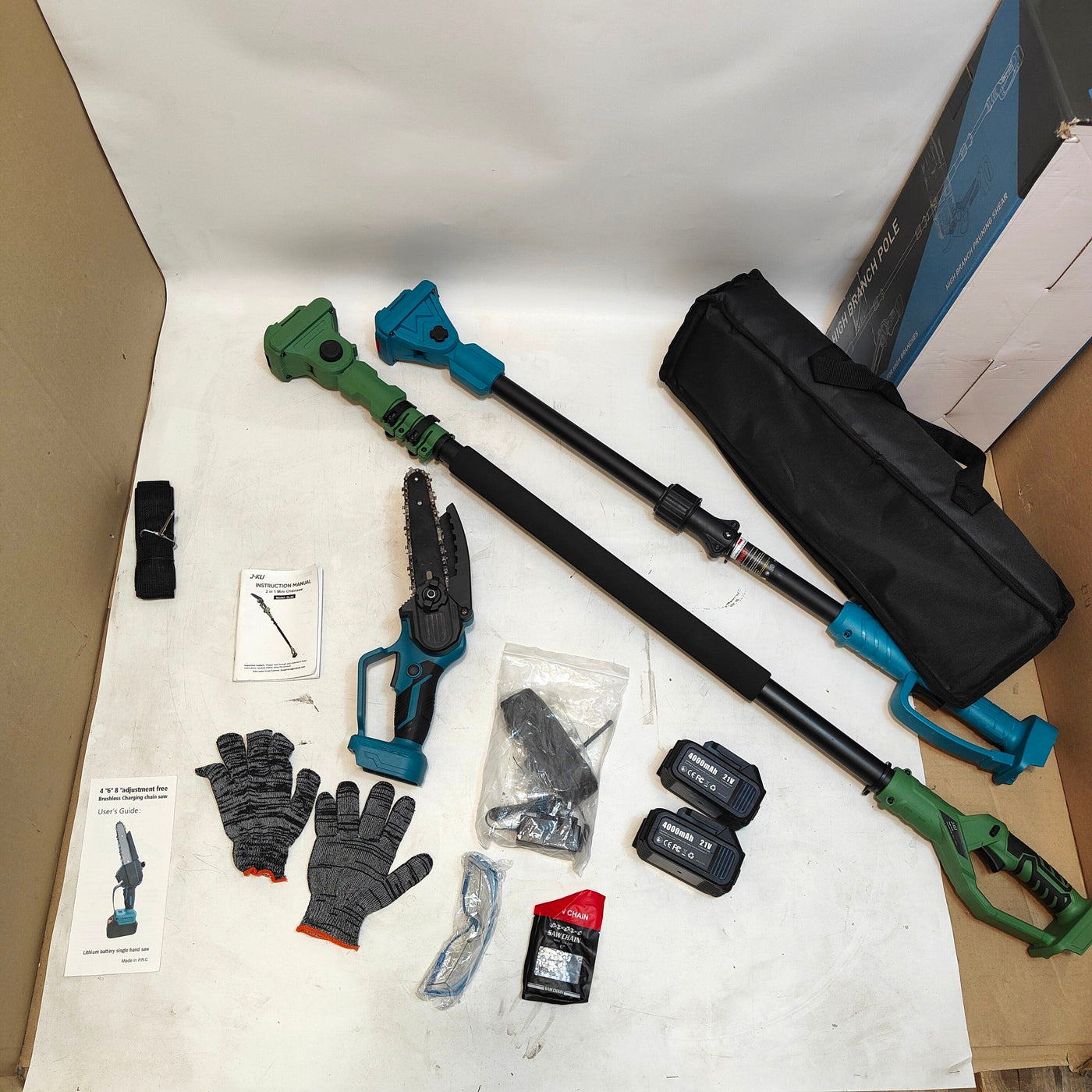 Cordless Pole Saw 6 Inch 21V Brushless 16FT Reach 2x4000mAh Battery Tree Trimmer