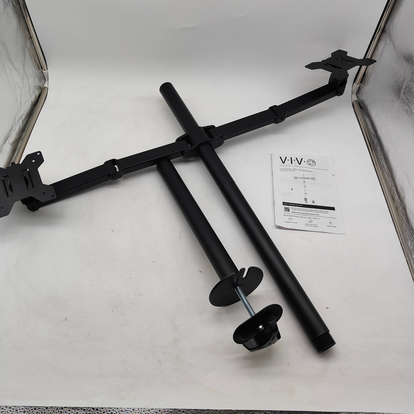 Dual Monitor Stand 27 Inch Extra Tall 39 Inch Pole Adjustable VIVO