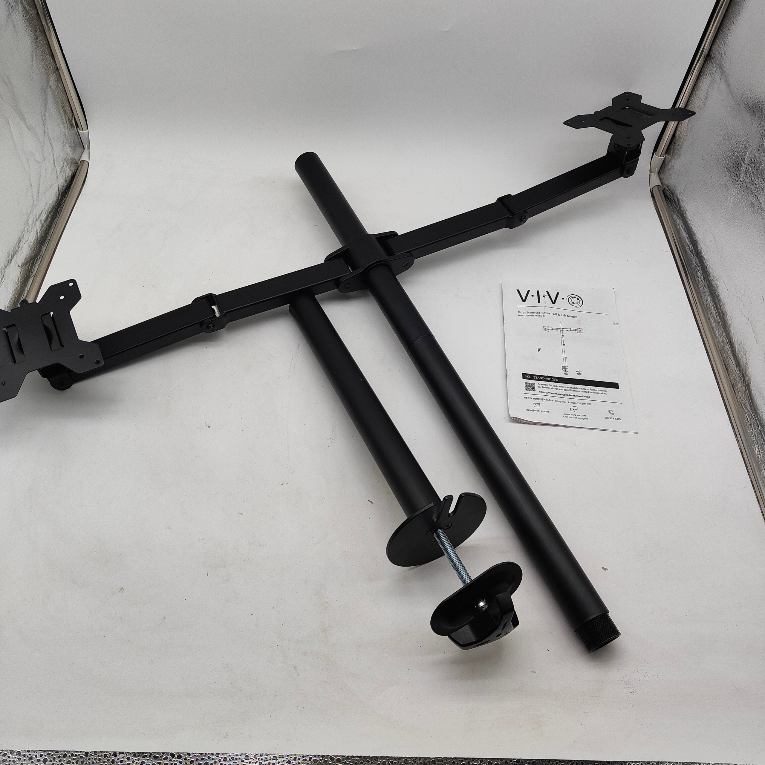 Dual Monitor Stand 27 Inch Extra Tall 39 Inch Pole Adjustable VIVO