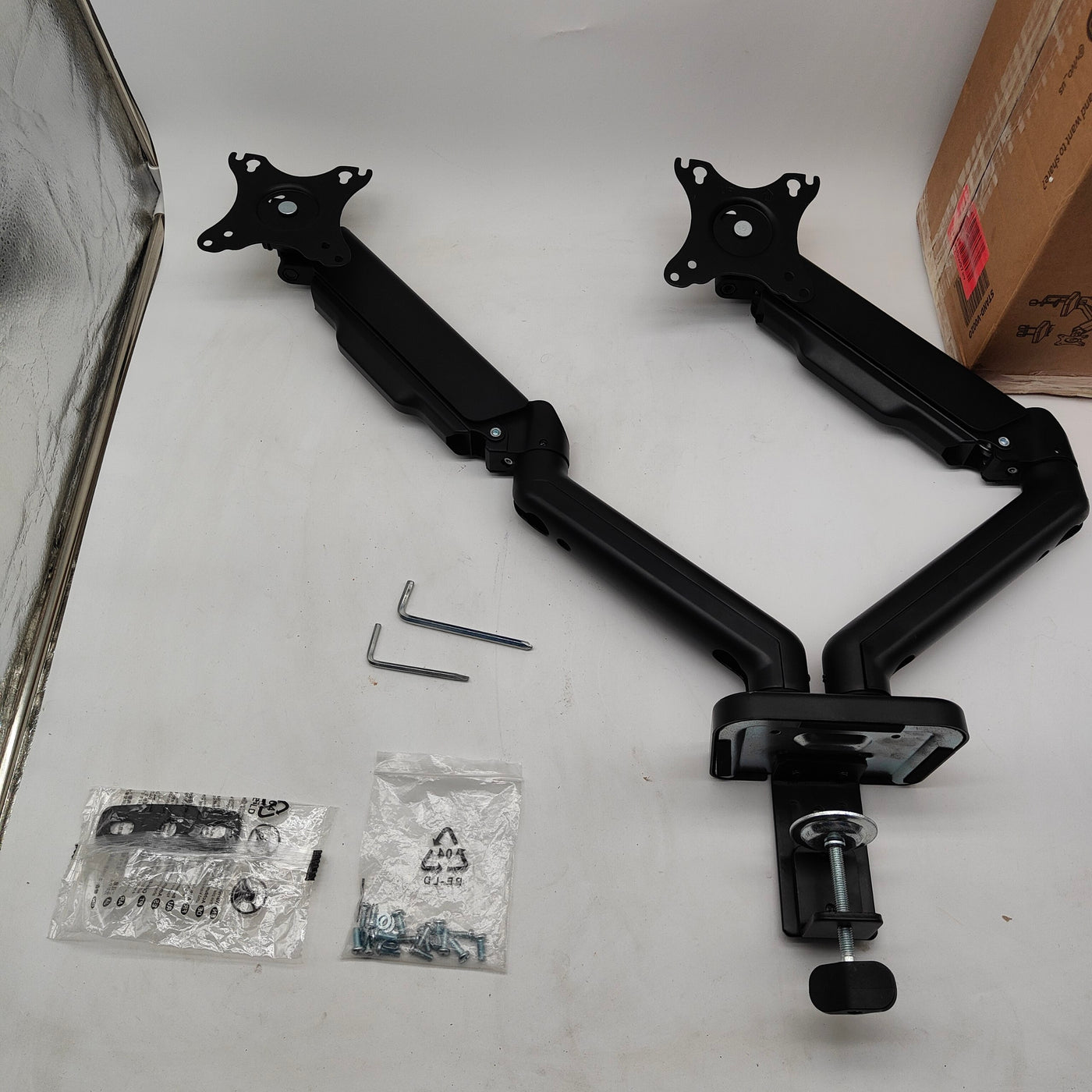 Dual Monitor Desk Mount 32 Inch Pneumatic Adjustable VESA Arms VIVO Classic Stand