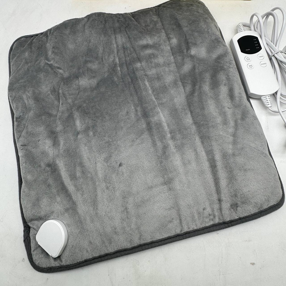 Electric Heating Pad 44x44cm Adjustable Heat Timer Soft Grey UK Plug Heated Mat