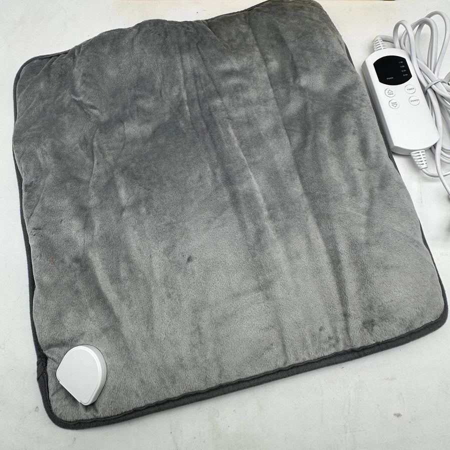 Electric Heating Pad 44x44cm Adjustable Heat Timer Soft Grey UK Plug Heated Mat