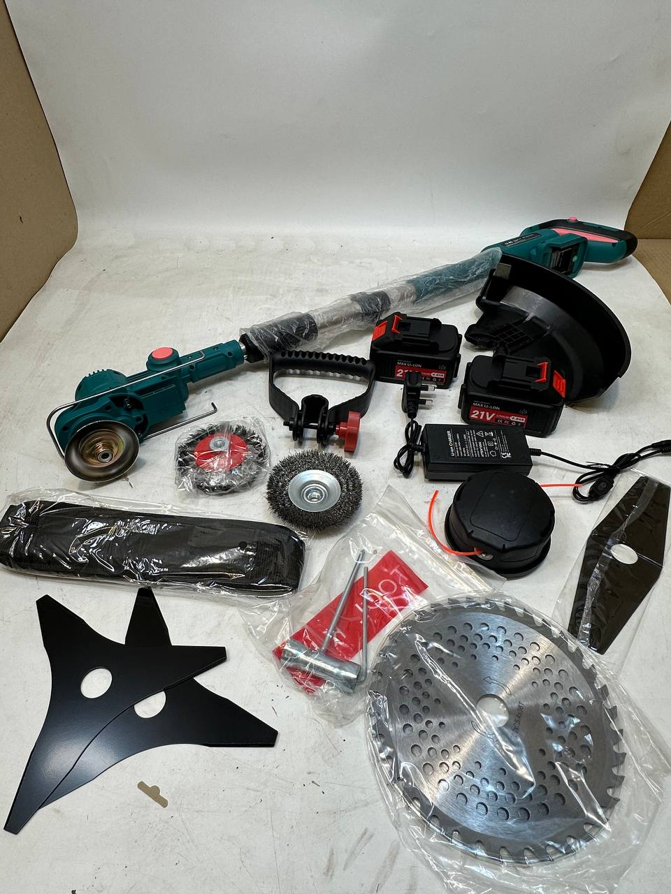 Cordless Strimmer 21V Grass Trimmer 2x2.0Ah Batteries Garden Edge Cutter Mower Kit