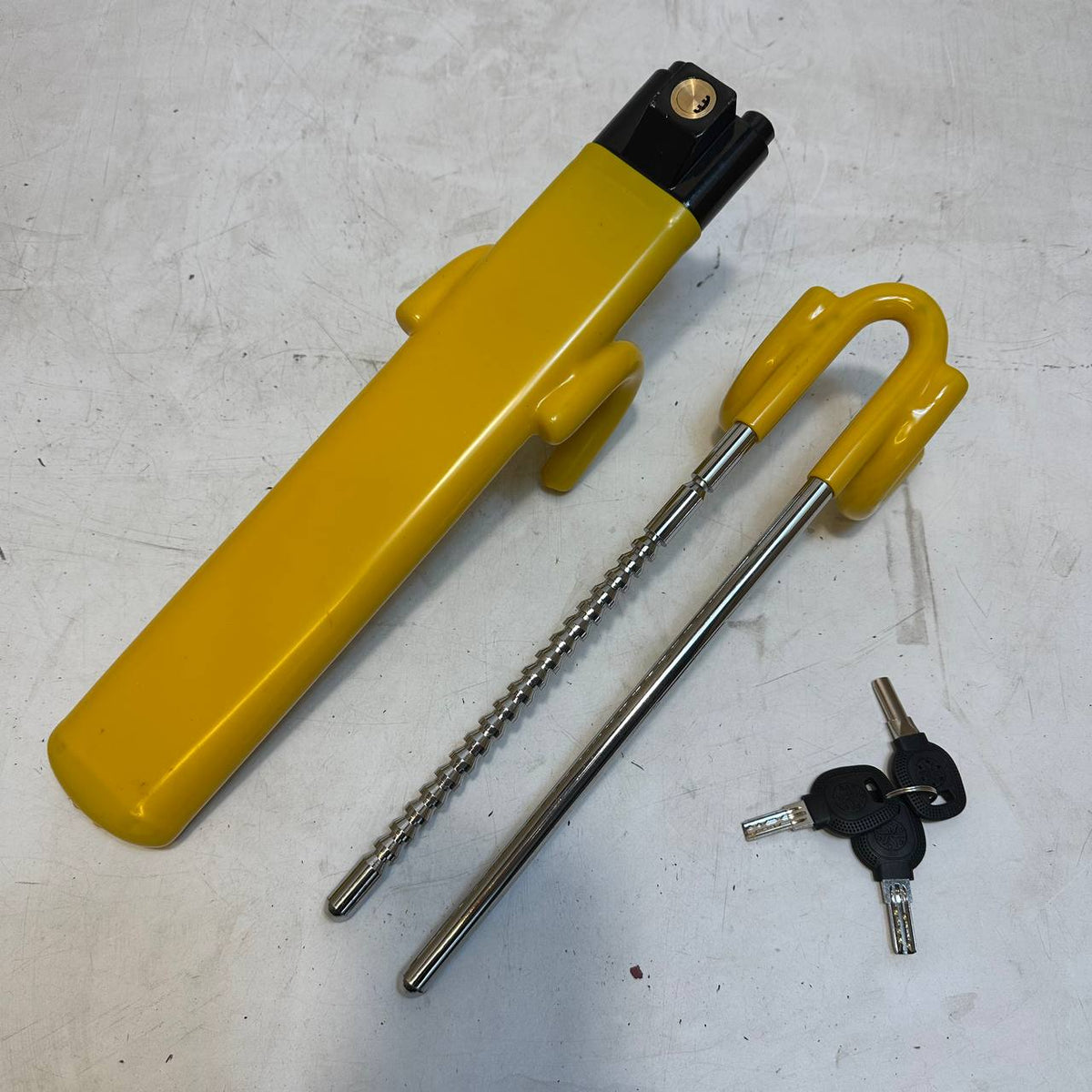 Steering Wheel Lock Twin Bar Anti Theft Universal Adjustable Yellow 3 Keys Car