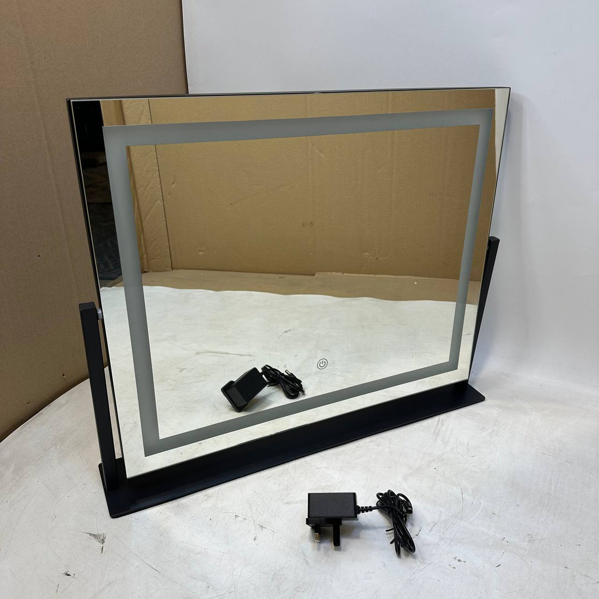 Vanity Mirror 58x48cm LED Lights 10X Magnification 3 Colour Dimmable Hasipu Black