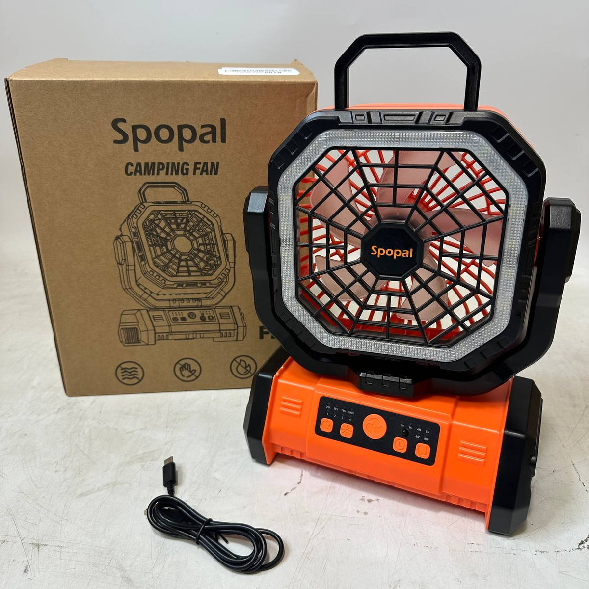 Camping Fan 20000mAh Rechargeable 3 in 1 Portable Outdoor Orange Spopal Fan