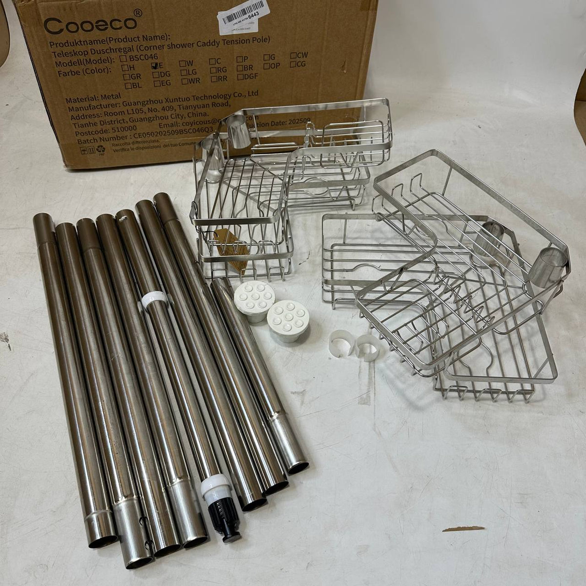 Corner Shower Caddy 25-114 Inch Telescopic 4 Basket No Drill Rustproof Silver Rack