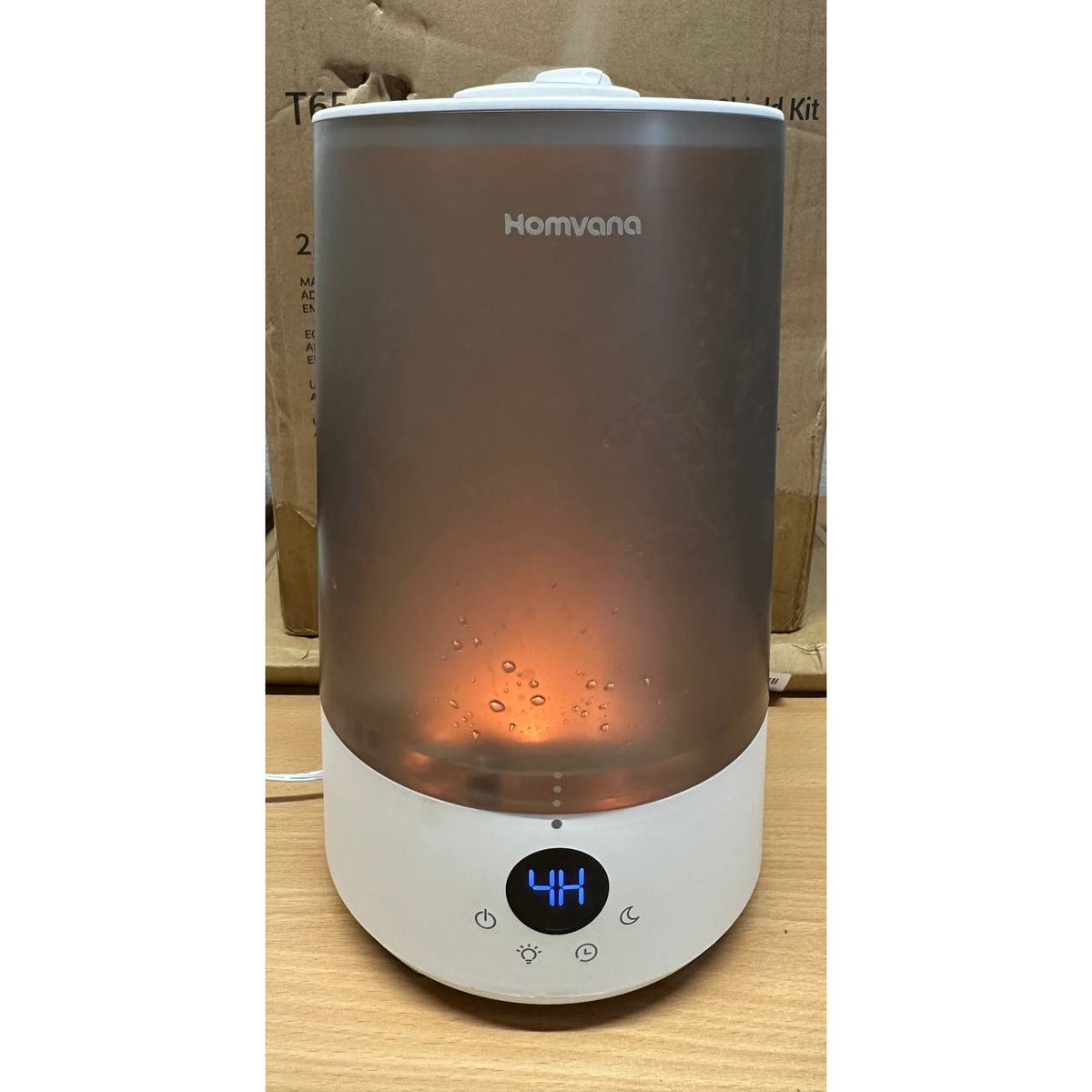 Cool Mist Humidifier 3.6L Top Fill 34H Quiet 16dB Nursery Light Homvana White