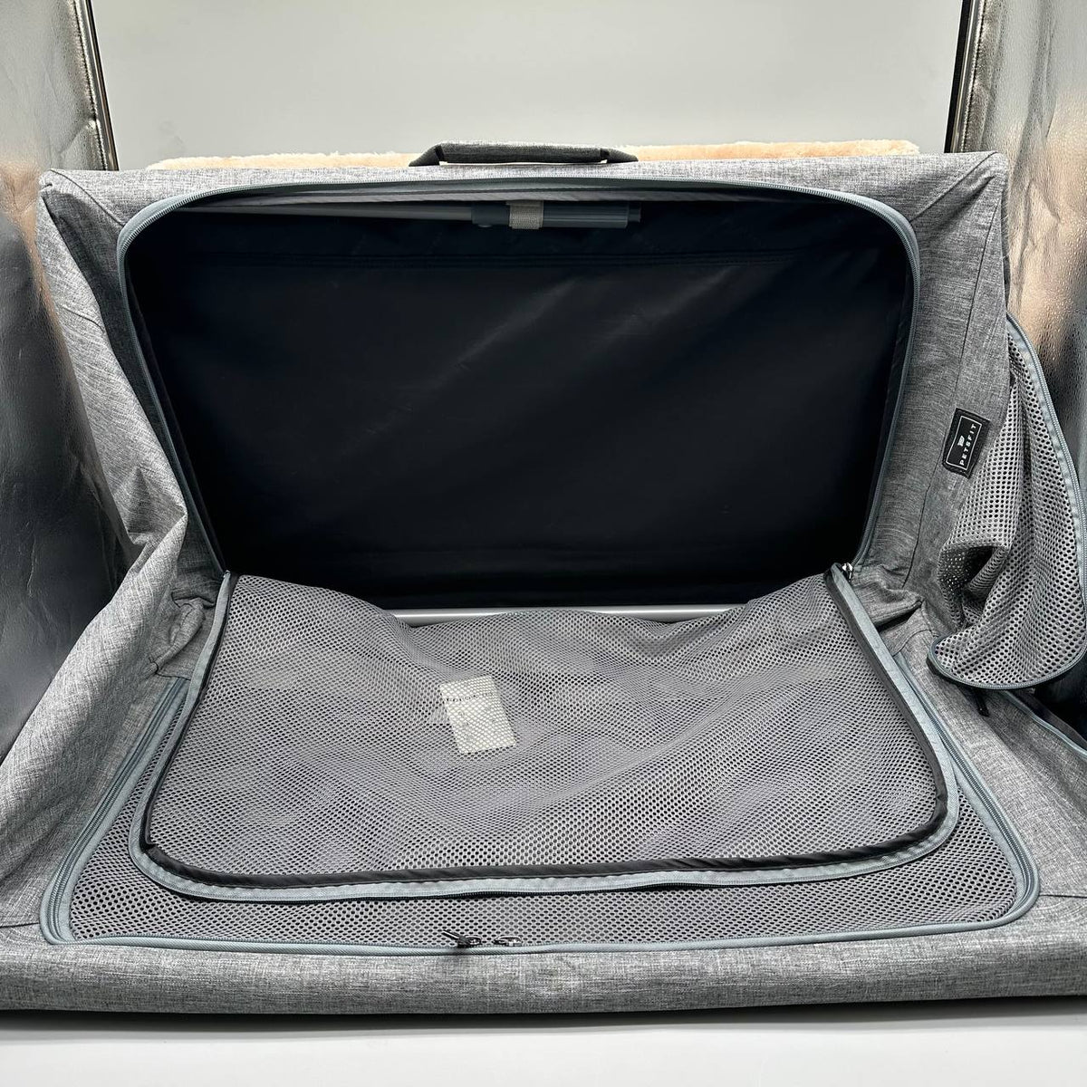Portable Dog Crate 76x50x49cm Foldable Soft Pet Carrier Mesh Doors Grey Petsfit