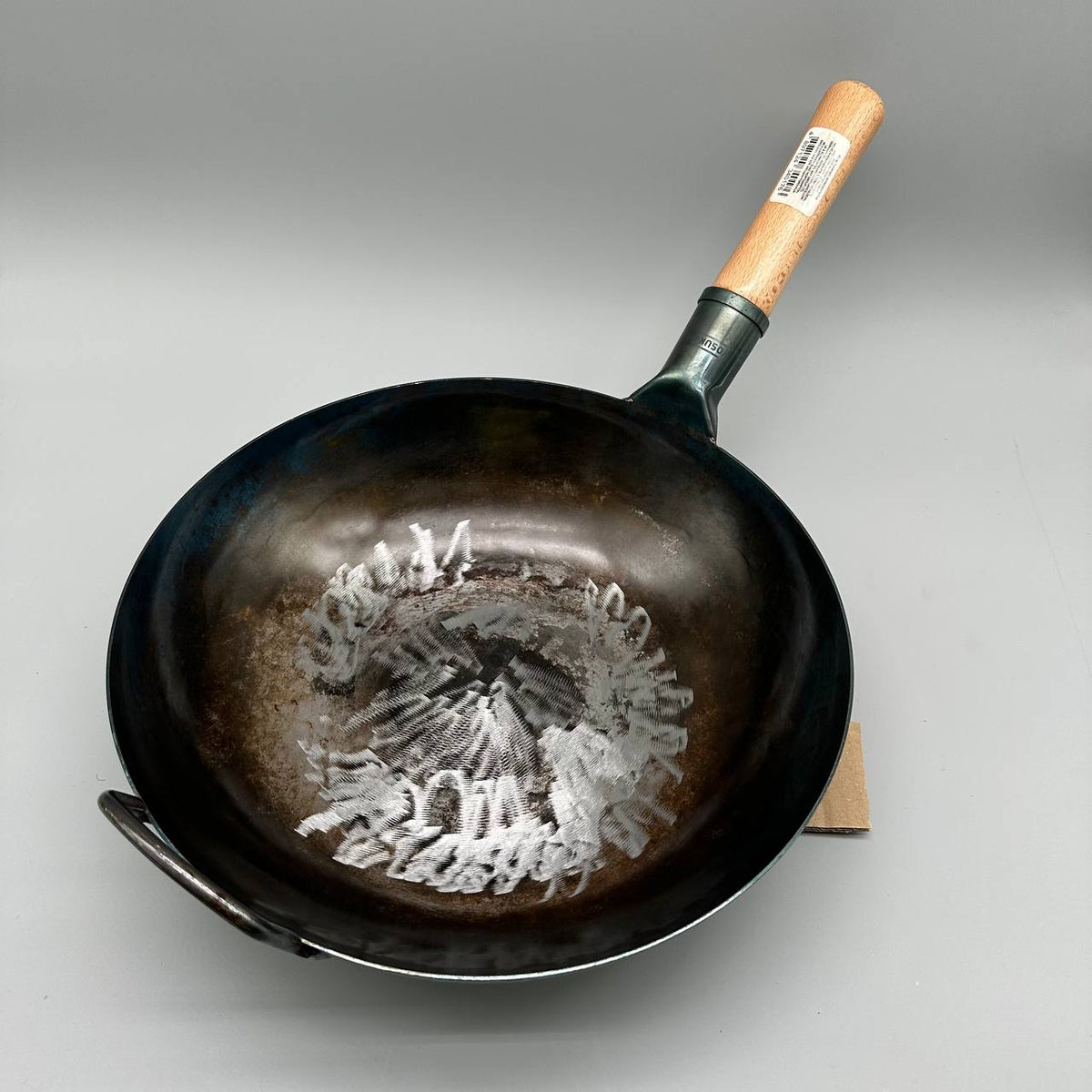 Carbon Steel Wok 34cm Pre Seasoned Flat Bottom Blue Stir Fry Pan YOSUKATA
