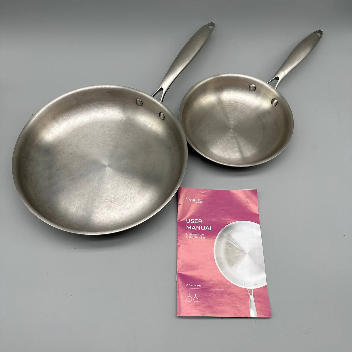 Stainless Steel Frying Pan Set 20cm 28cm Tri Ply Induction 2 Piece nuovva Pans
